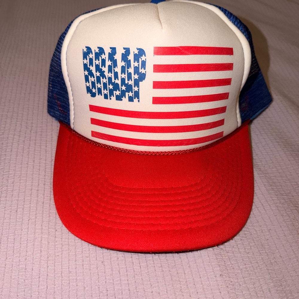 Red and Blue American Flag Trucker Hat